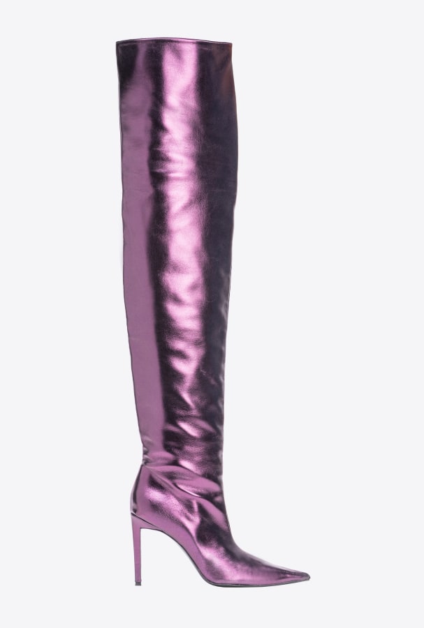 Laminated thigh high boots Pinko Milano Via Monte Napoleone 26
