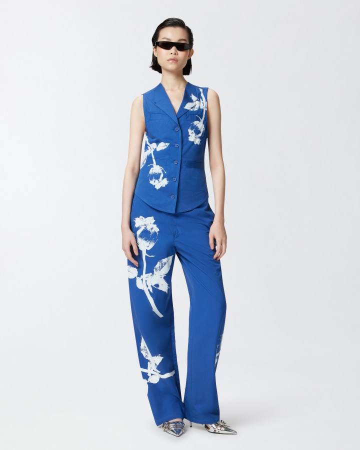 Reimagine by PINKO X Patrick McDowell blue trousers with